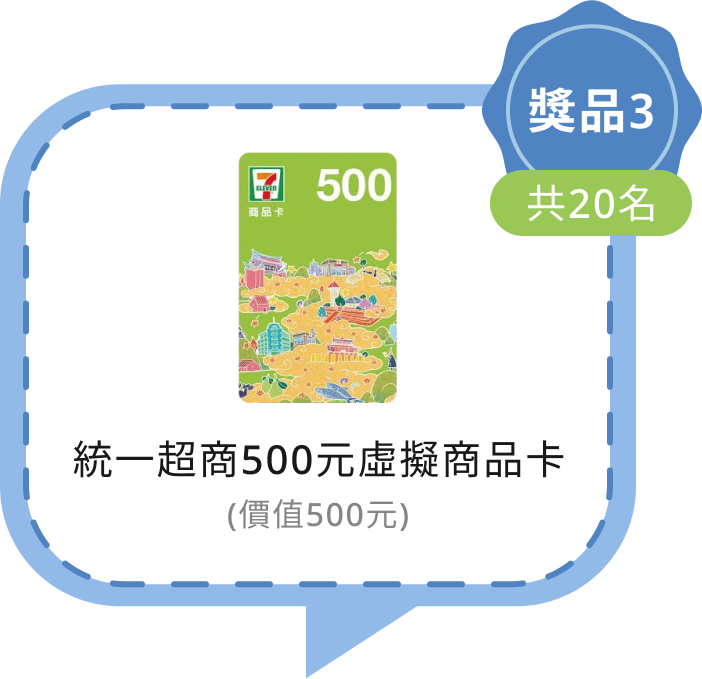 獎品三： 7-11禮券500元